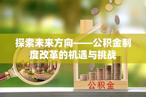 琉球探索未来方向——公积金制度改革的机遇与挑战