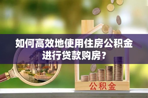 琉球如何高效地使用住房公积金进行贷款购房？